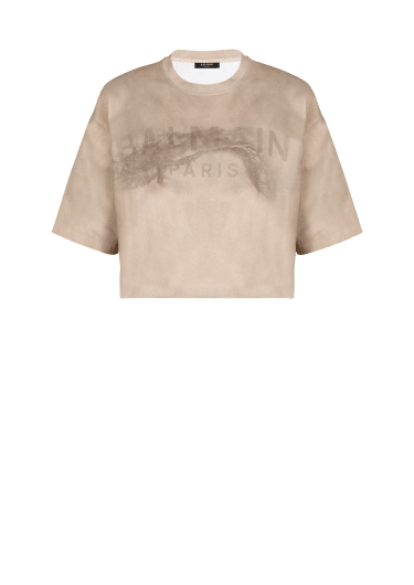 Camiseta corta de algodón ecológico con el logotipo de Balmain estampado