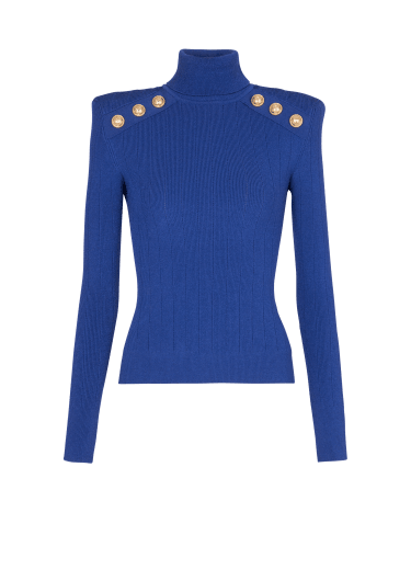 Knit jumper with gold buttons
