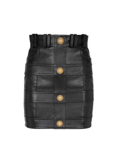 High-waisted leather skirt