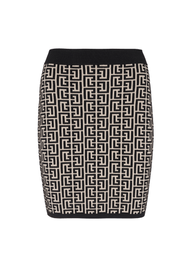 Monogrammed knit skirt