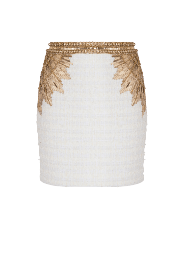 Embroidered tweed skirt