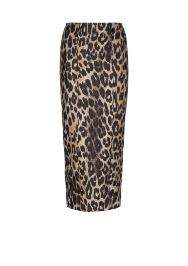 Leopard jacquard pencil skirt
