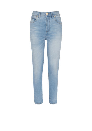 Faded denim slim fit jeans