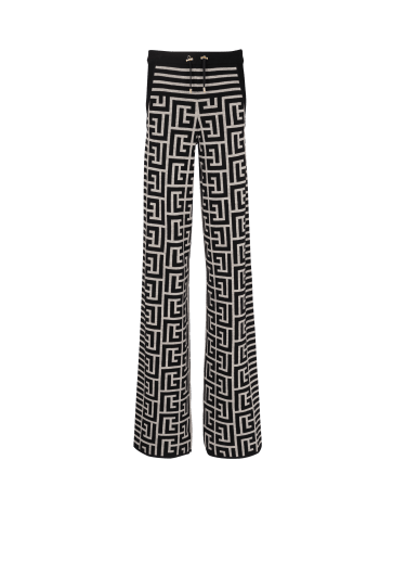 Monogrammed knit trousers