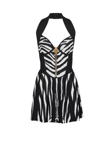 Zebra jacquard knit dress