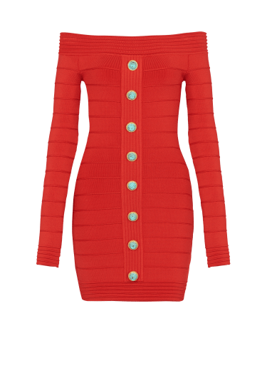 Off-the-shoulder knit dress