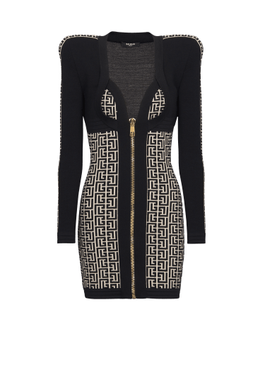 Monogrammed bodycon knit dress
