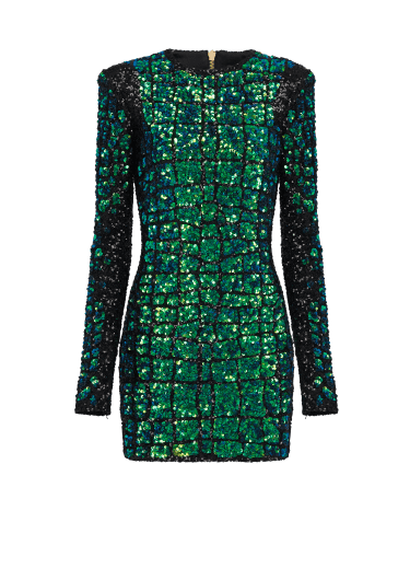 Iridescent crocodile effect embroidered dress