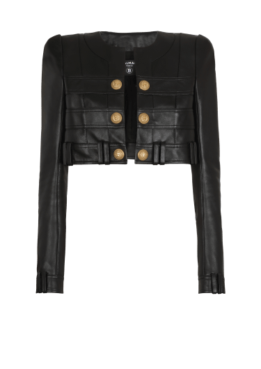 Short soft leather jacket