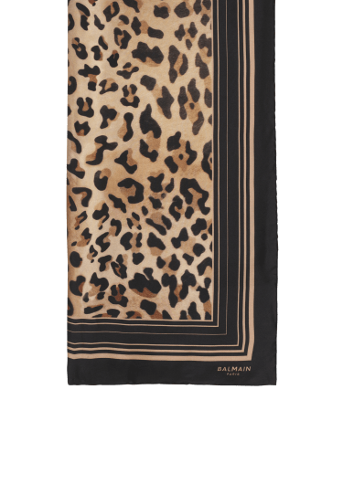 Pañuelo de seda con estampado de leopardo