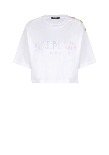 Camiseta corta con estampado de Balmain degradado