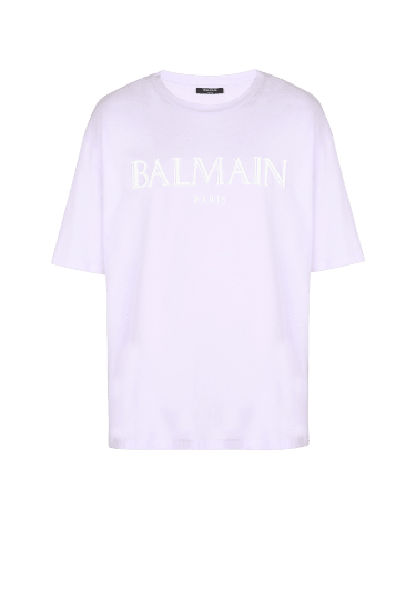 T-shirt oversize con logo Balmain romano in caucciù