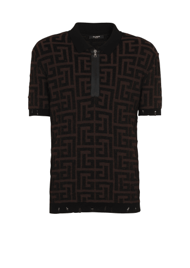 Unstructured knitted polo shirt with maxi monogram
