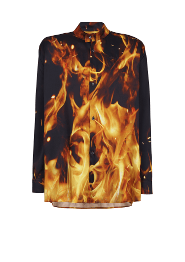 Fire print twill shirt