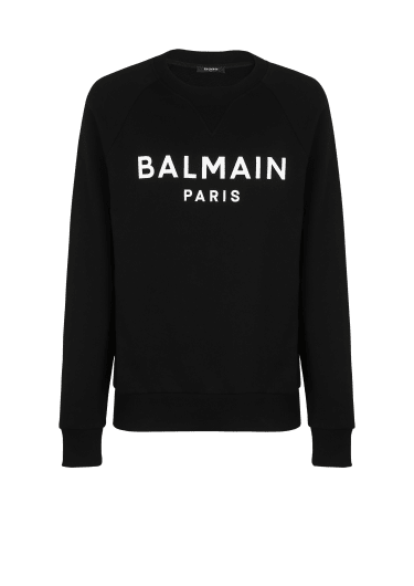 Sweat en coton imprimé logo Balmain