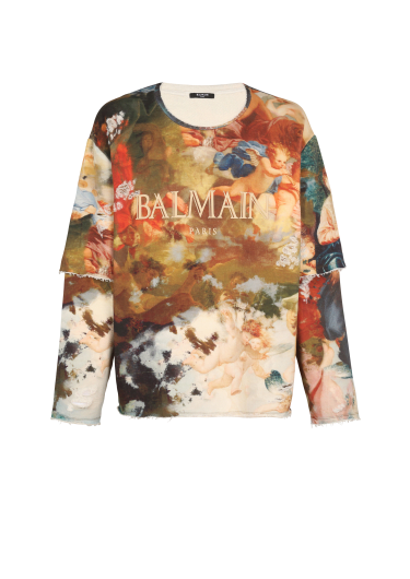 Sky print trompe-l'oeil sweatshirt