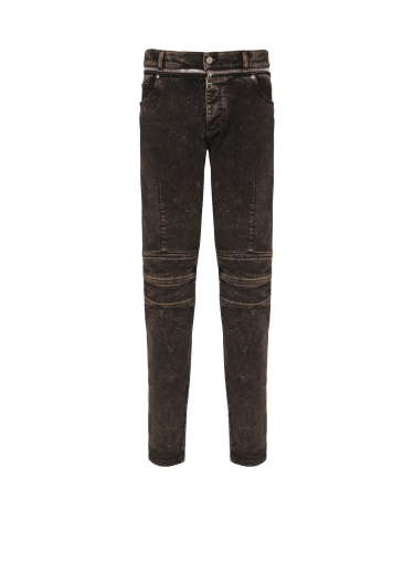Slim Fit-Jeans mit Reißverschlussgürtel