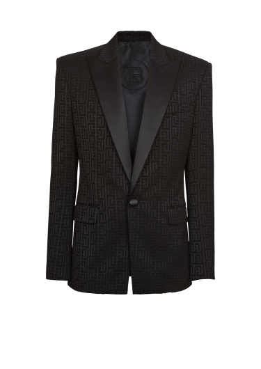 Monogrammed jacquard tuxedo jacket