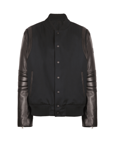 Wool and leather varsity jacket