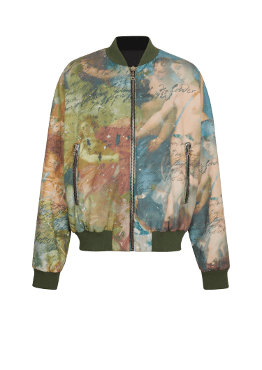 Sky print reversible bomber jacket