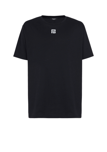 T-shirt in cotone ecosostenibile con maxi logo Balmain riflettente stampato