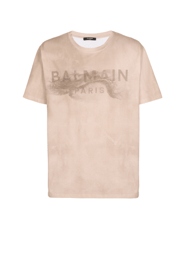 T-shirt in cotone ecosostenibile con logo stampato Balmain Paris a tema deserto