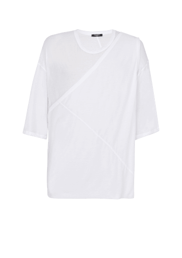 T-shirt in cotone a doppio strato con drappeggio lungo