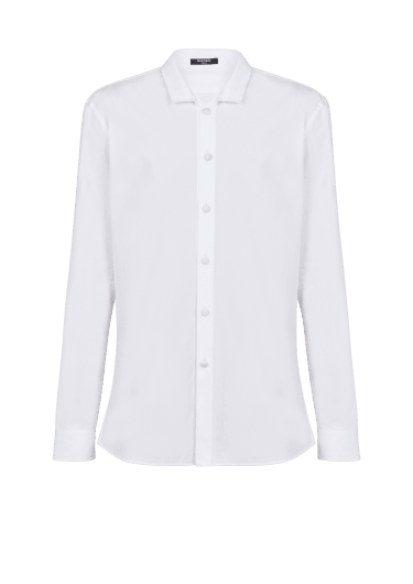Camisa de algodón con botones recubiertos de raso
