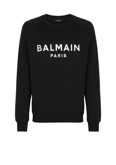 Sweat-shirt en coton éco-responsable imprimé logo métallique Balmain