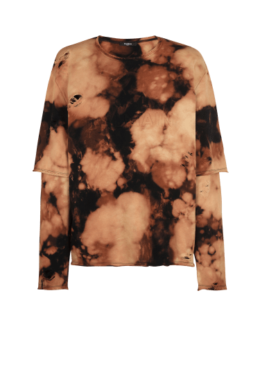 T-shirt in cotone con stampa effetto bruciato