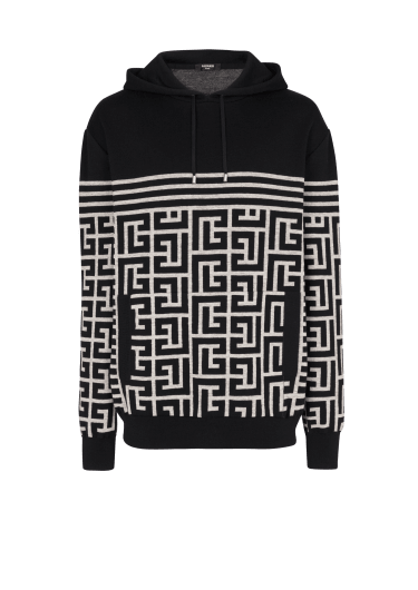 Monogrammed striped wool sweater