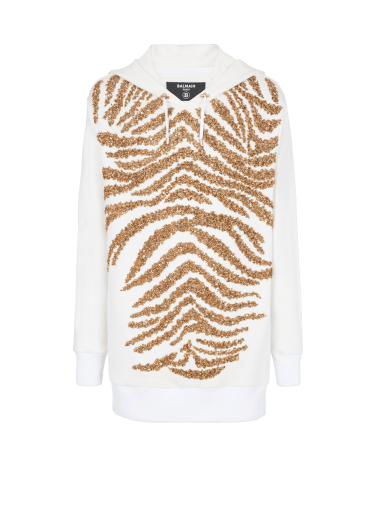 Kapuzensweatshirt mit aufgesticktem Zebramuster