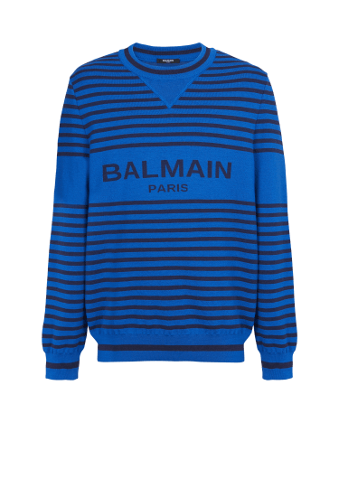 Balmain stripe wool and linen crewneck