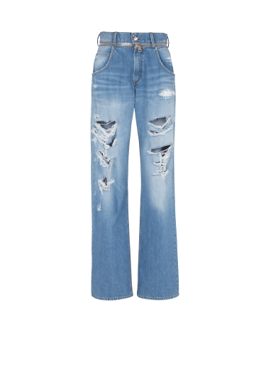 Jeans ampi in cotone délavé