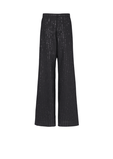 Trousers with sequin stripes