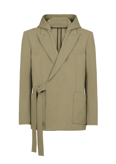 Asymmetrical cotton jacket with hood