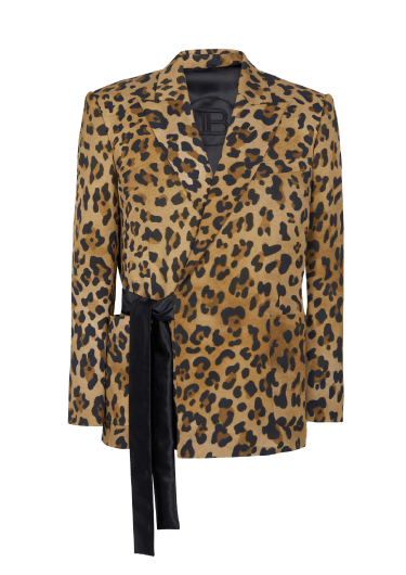 Asymmetrische Jacke mit Leopardenmuster