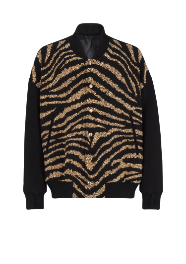 Zebra pattern bomber jacket