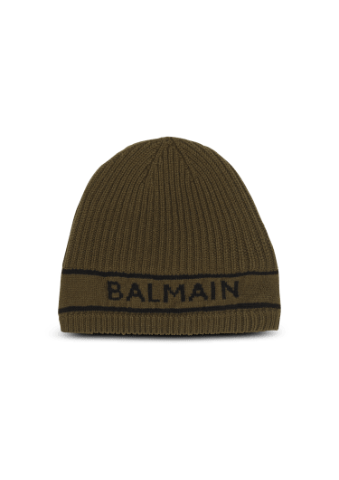 Monogram Jacquard Wool Beanie in Black - Balmain