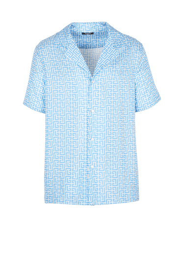 Monogram print satin shirt