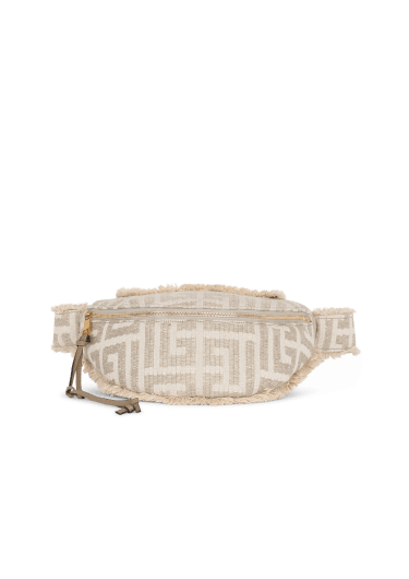 Monogrammed cotton raffia belt bag