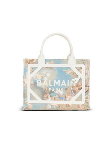 B-Army small Sky print canvas bag with leather details