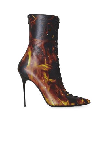 Uria火焰印花皮革短靴