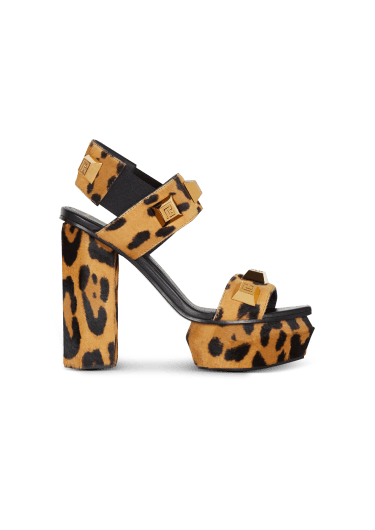 Sandal à plateformes Ava en cuir imprimé léopard