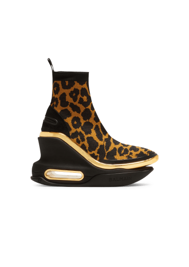 Zapatillas con plataforma B-Bold de punto con estampado de leopardo
