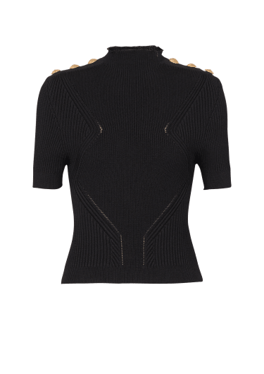 Balmain Monogram Knit Top in Black