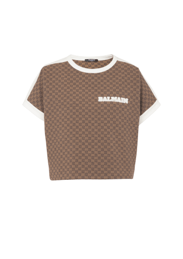 Balmain Brown Polo Shirt with Mini Monogram