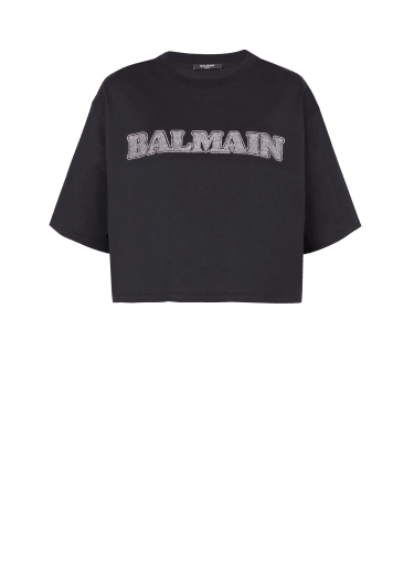 T-shirt corta Balmain con strass