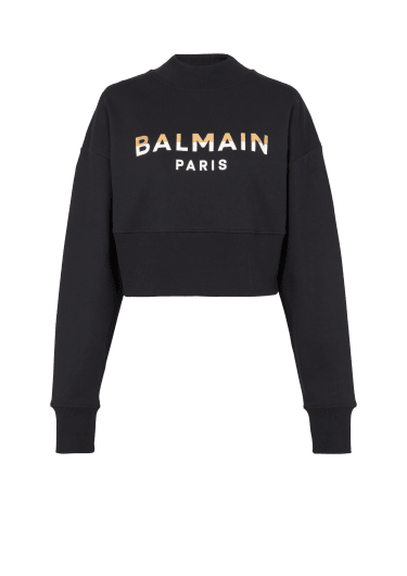 Balmain Retro Monogram Logo Cotton Hoodie In Multicolor