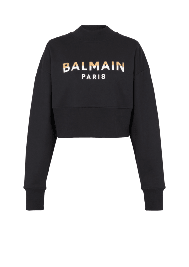 Sudadera corta con logotipo de Balmain Paris estampado